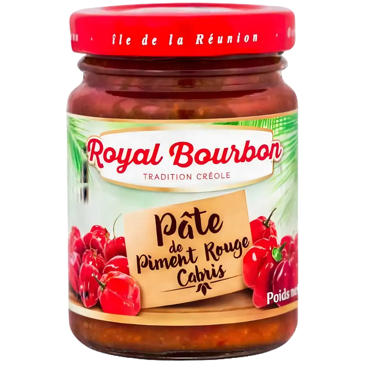 Pâte de piment ROYAL BOURBON - Piment Savoureux en pot en verre, spécialité créole idéale pour sauces et marinades épicées.